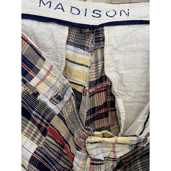 Madison Patchwork Multicolor Shorts Men's Size 36 Flat Front Summer Beach Fun - Picture 11 of 12